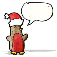 cartoon robin in santa hat N3