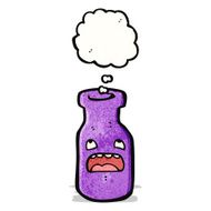cartoon bottle with thought bubble