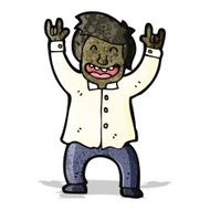 cartoon business man rocking out