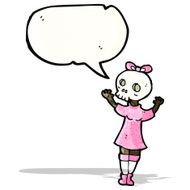 cartoon spooky skull head girl N2