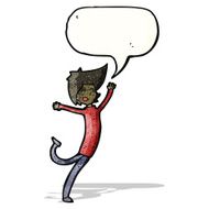 cartoon happy dancing boy with speech bubble N2