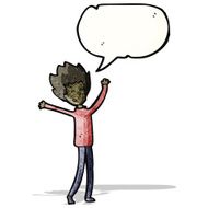 cartoon happy dancing boy with speech bubble N3