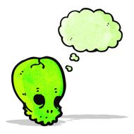 cartoon skull symbol with thought bubble