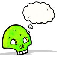 cartoon graffiti style skull with thought bubble