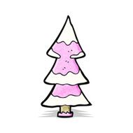 pink chirstmas tree cartoon