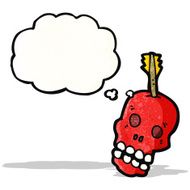 cartoon skull with thought bubble N39