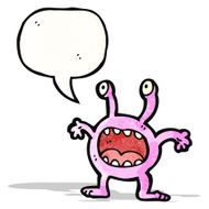 cartoon alien with speech bubble N10