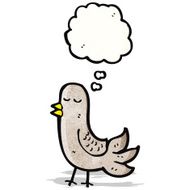 cartoon bird with thought bubble N293