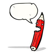 crazy pencil cartoon character