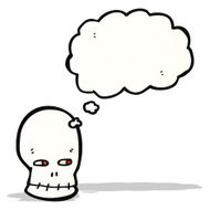 cartoon skull with thought bubble N40