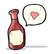 cartoon red wine bottle with love heart