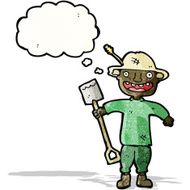 cartoon farmer with spade