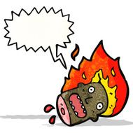 flaming head cartoon