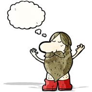 cartoon hippie man with thought bubble N12