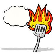 cartoon flaming spatula