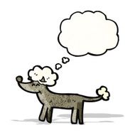 cartoon poodle with thought bubble