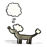 cartoon poodle with thought bubble N2