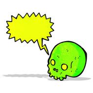 shrieking green skull cartoon