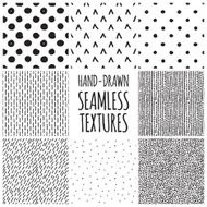 Set of eight black and white seamless hand drawn textures N2