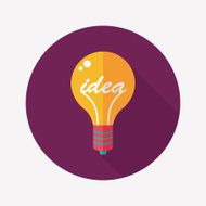 Light bulb flat icon with long shadow eps10 N29