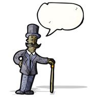 cartoon man in top hat with cane