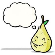 cartoon pear with thought bubble N11