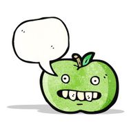funny cartoon apple with speech bubble