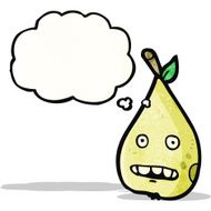 cartoon pear with thought bubble N12