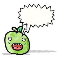 funny cartoon apple with speech bubble N3
