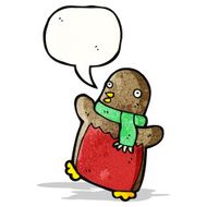 cartoon christmas robin wearing scarf N2