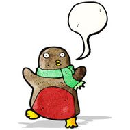 cartoon christmas robin wearing scarf N3