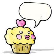 cartoon cupcake with speech bubble N11