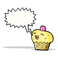 cartoon cupcake with speech bubble N12