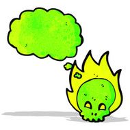 spooky flaming skull cartoon