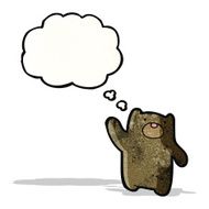 cartoon little bear with thought bubble