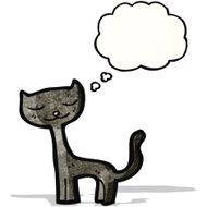cartoon black cat with thought bubble N33