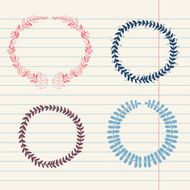 vector chalk doodle sketch of wreath N2