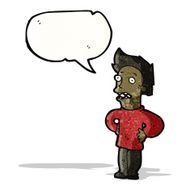 cartoon man talking with hands on hips