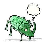 cartoon stag beetle with thought bubble