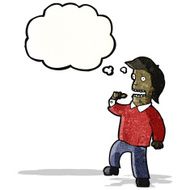 cartoon confident man with thought bubble