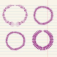vector chalk doodle sketch of wreath N3