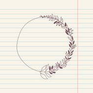 vector chalk doodle sketch of wreath N5
