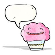 cartoon cupcake with speech bubble N15