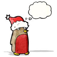 cartoon robin wearing christmas hat