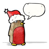 cartoon robin with santa hat