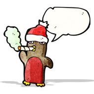 cartoon christmas robin smoking cigarette
