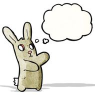 cartoon blind rabbit with thought bubble