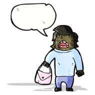 cartoon embarrassed man holding purse N2