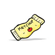 cartoon ketchup sachet