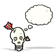 cartoon skull with arrow N5